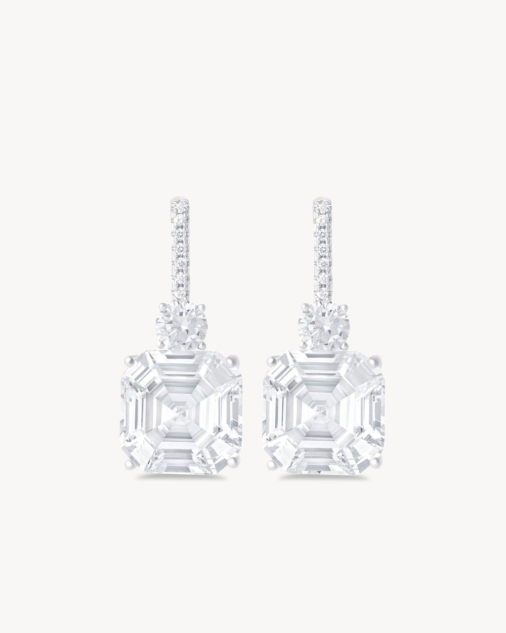 Earrings with asscher cut stones