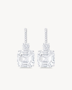 Earrings with asscher cut stones