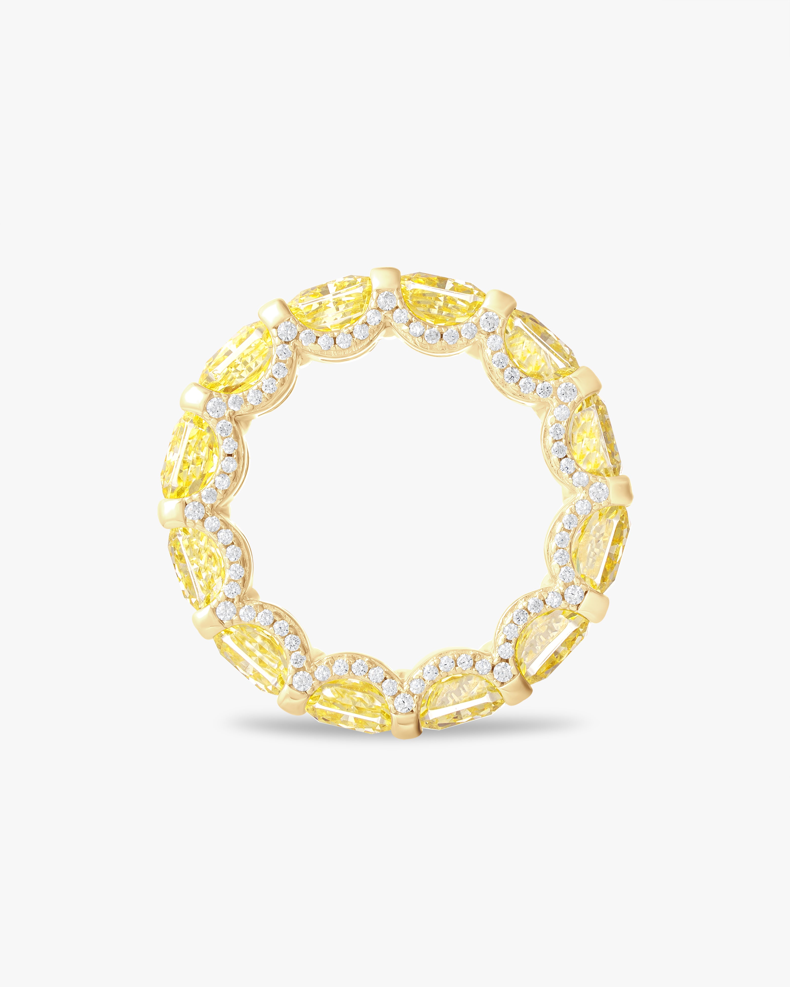 Cushion cut yellow eternity ring