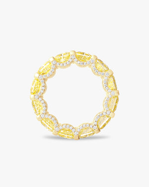 Cushion cut yellow eternity ring
