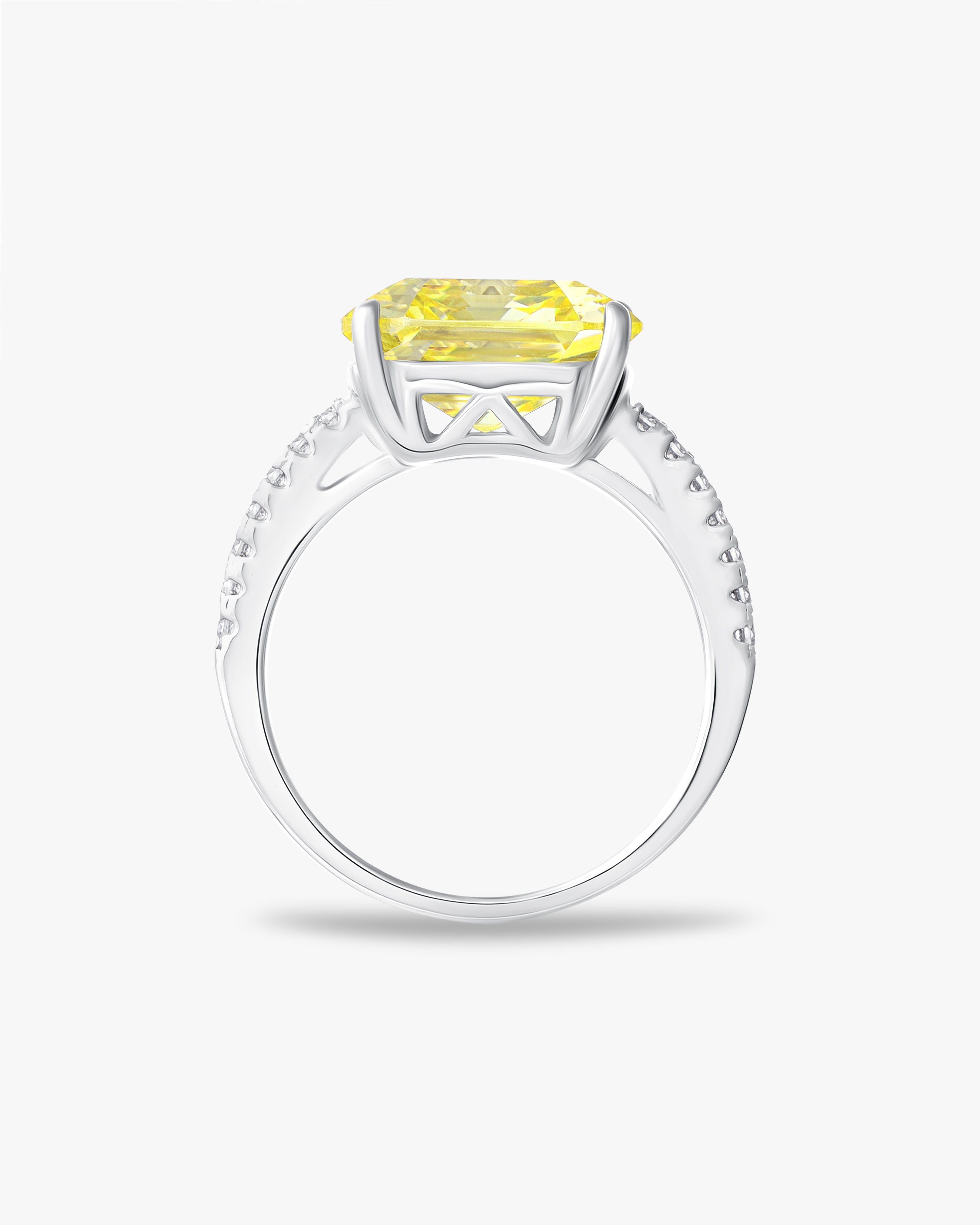 Fancy yellow asscher cut ring