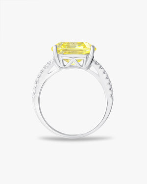 Fancy yellow asscher cut ring