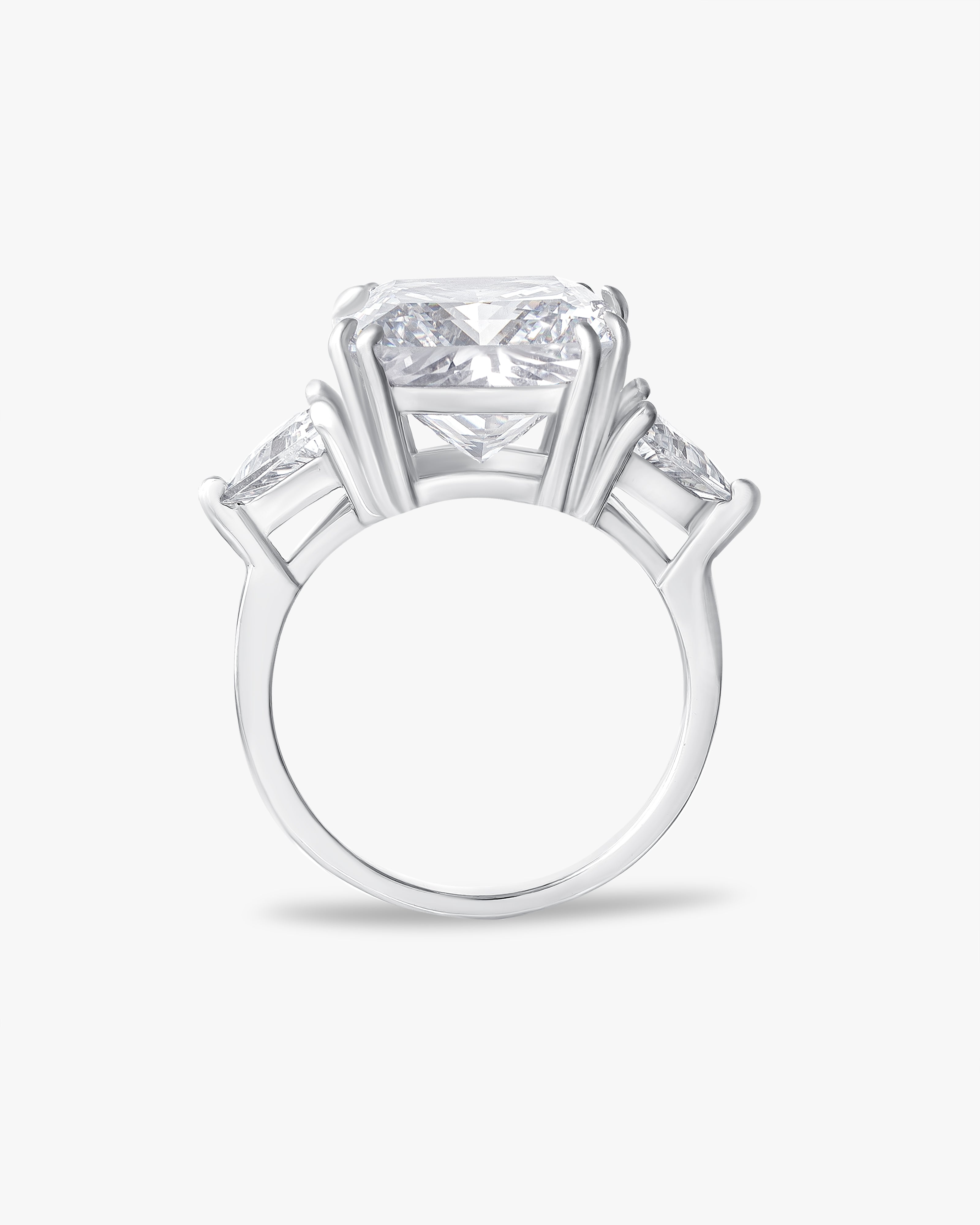 Princess cut ring with trillion side stones