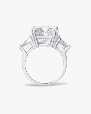 Princess cut ring with trillion side stones