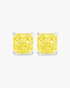 Earrings with princess cut fancy yellow stones