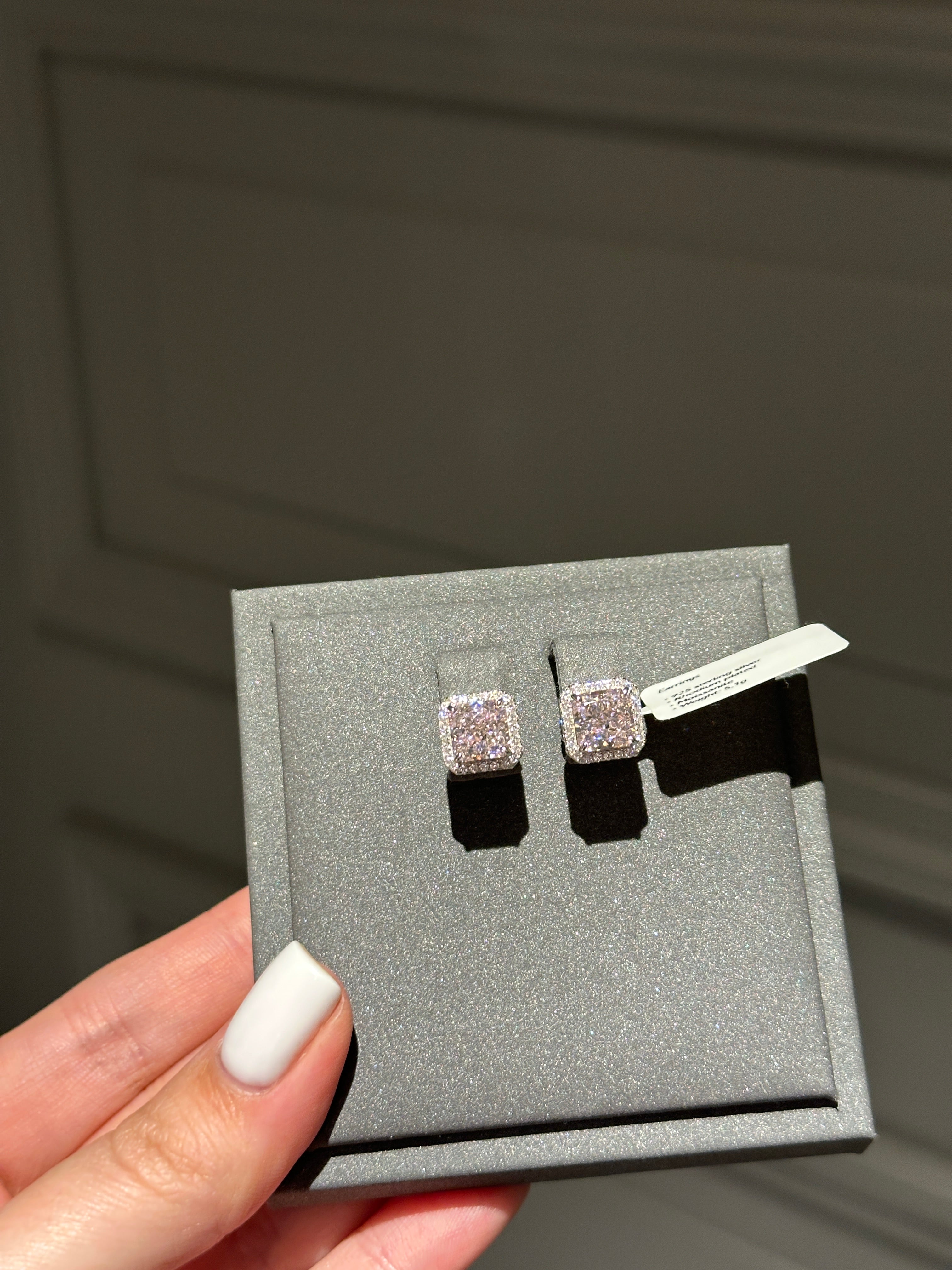 Earrings with pink moissanite 2ct each