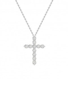 Pendant Cross with round cut white stones