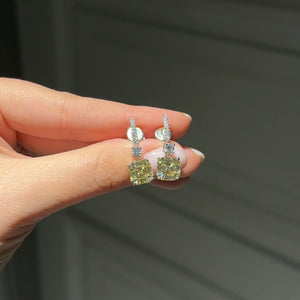 Earrings with asscher cut yellow stones