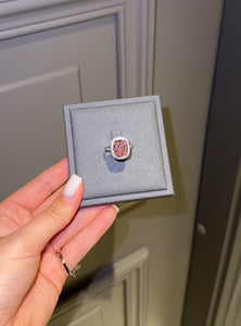 Pink cushion cut ring