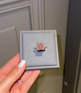 Pink princess cut ring