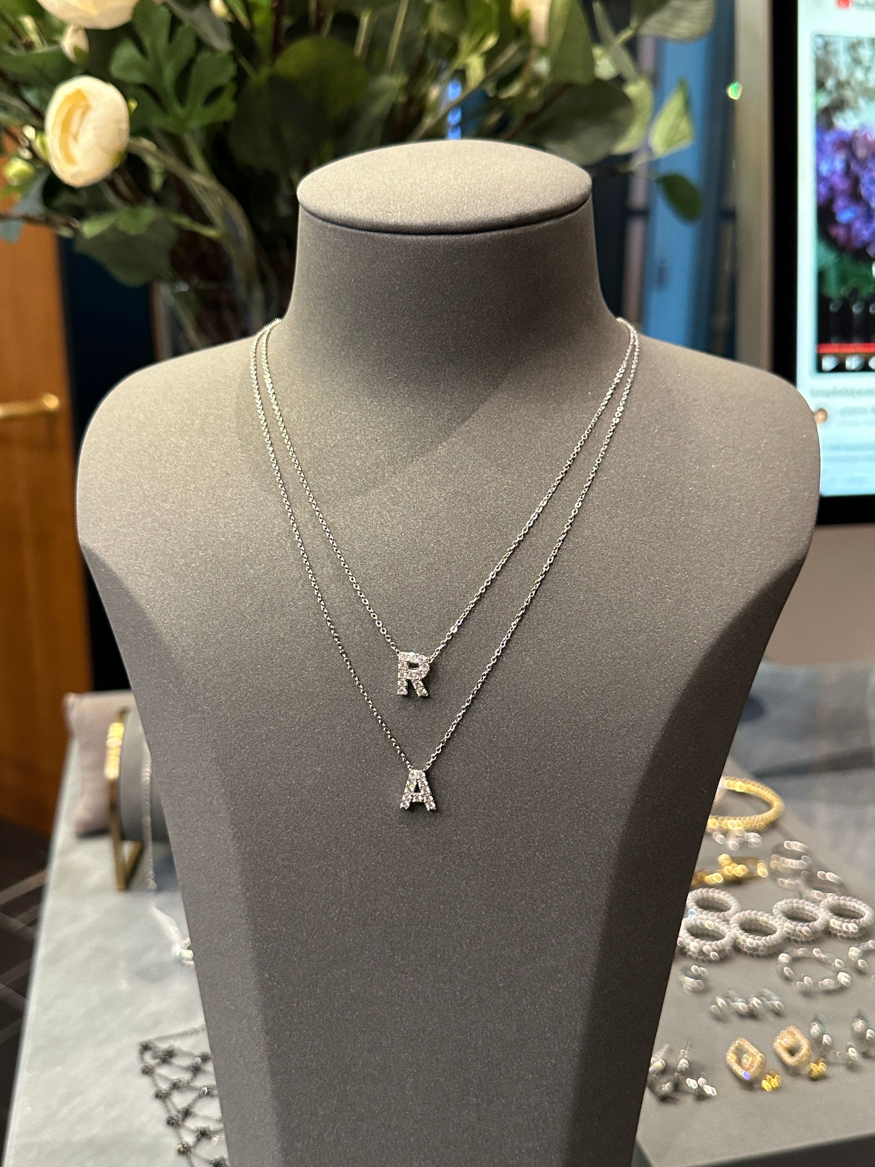 Letter pendant moissanite
