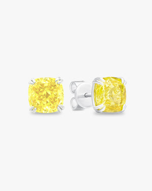 Earrings with cushion cut yellow stones
