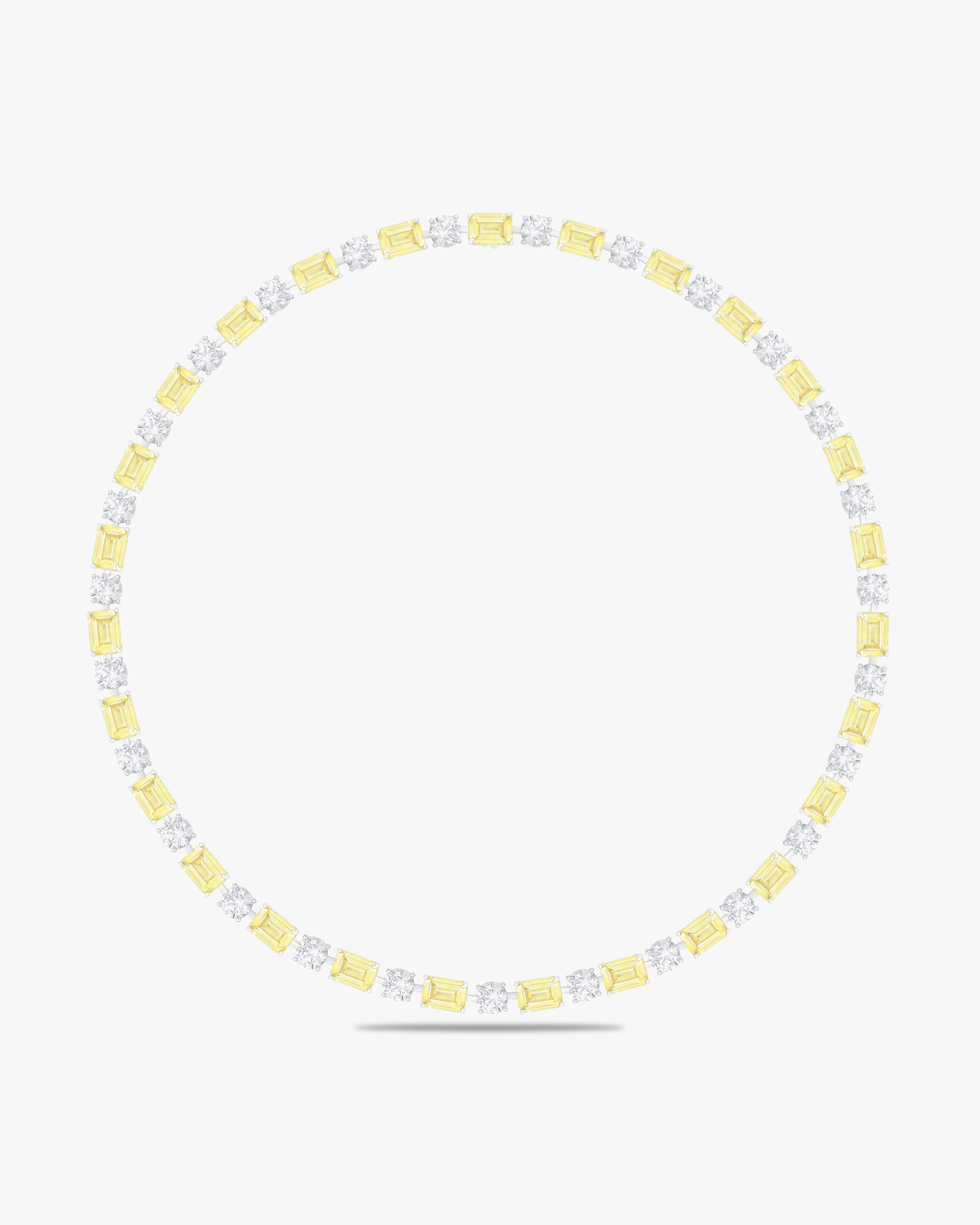 Fancy yellow & White baguette tennis necklace