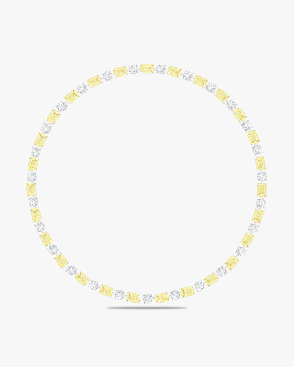 Fancy yellow & White baguette tennis necklace