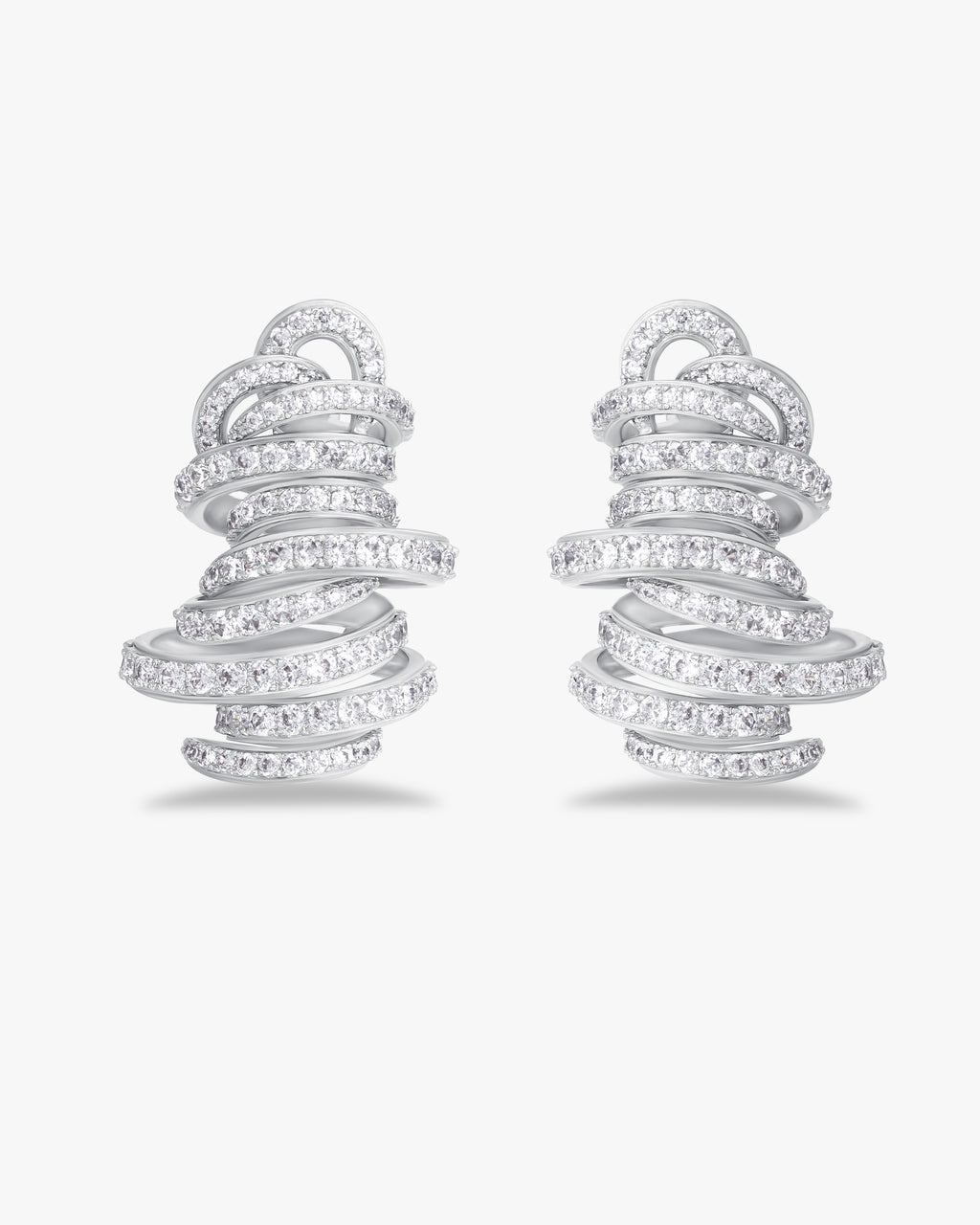 Statement earrings with pavé spiral design