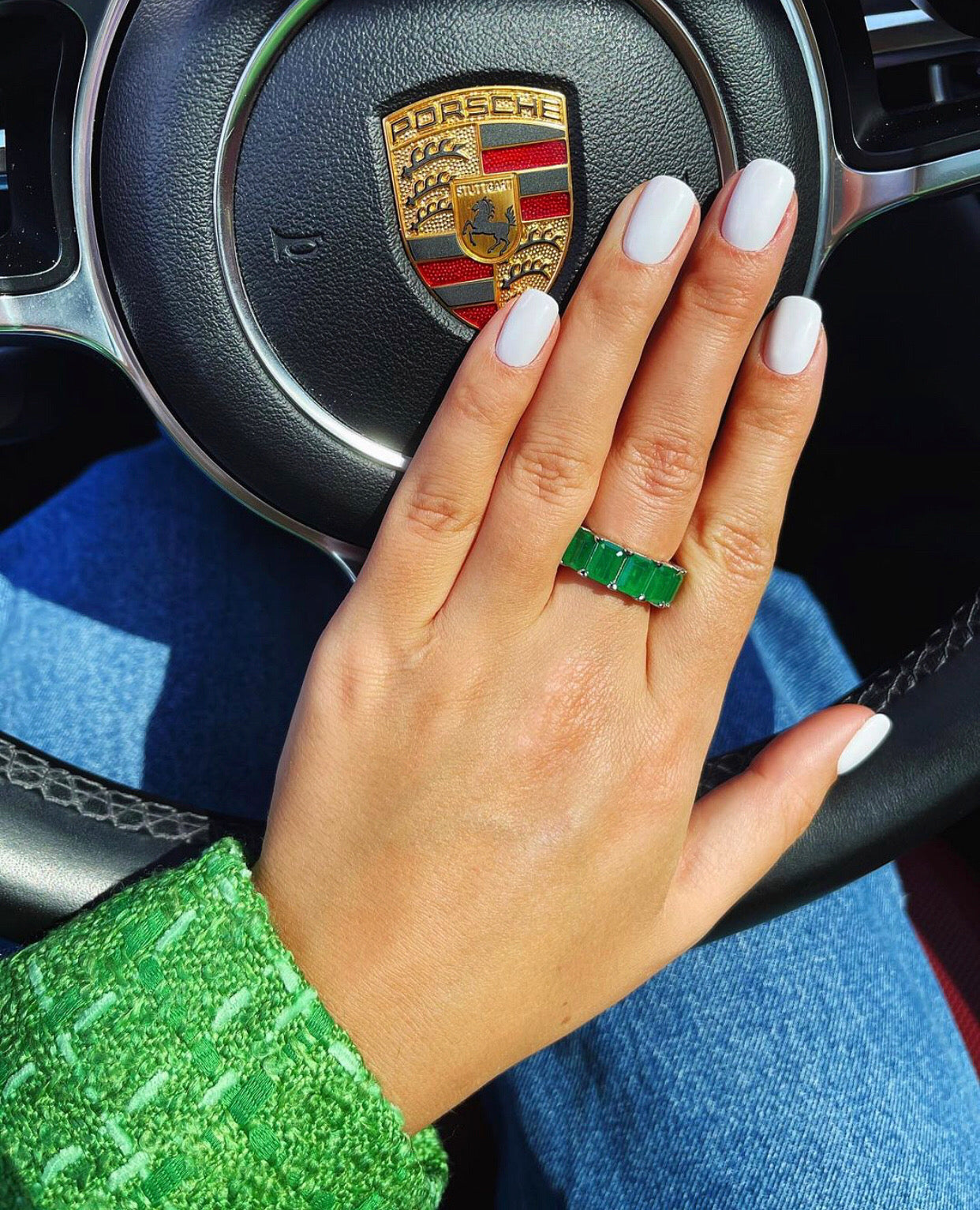 Ring with emerald cut stones.